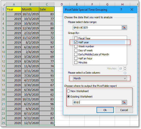 grúpa doc faoi leathbhliain pivottable 10