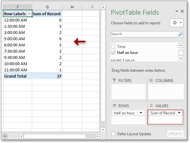 doc group by half hour pivottable 7