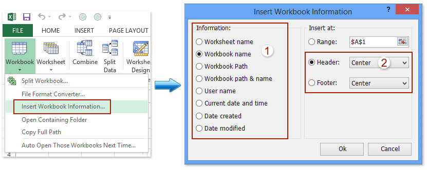 add footer in excel 2016