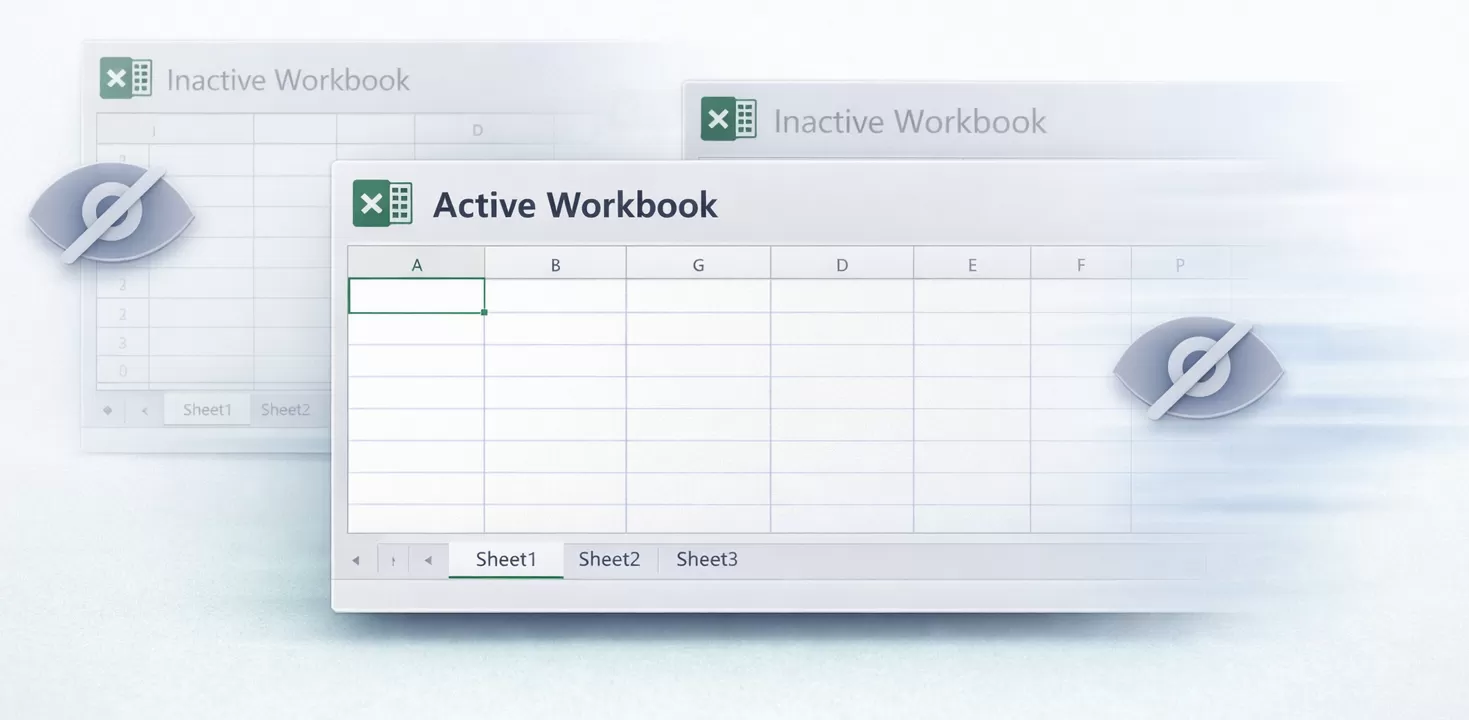 hide inactive workbook windows