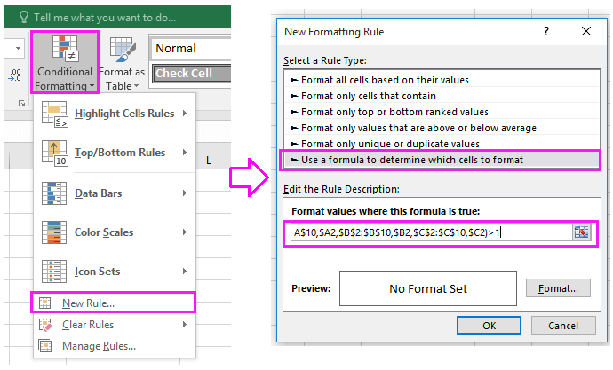 doc highlight duplicate across columns 2