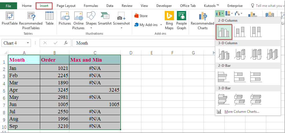 How to highlight max and min data points in a chart?