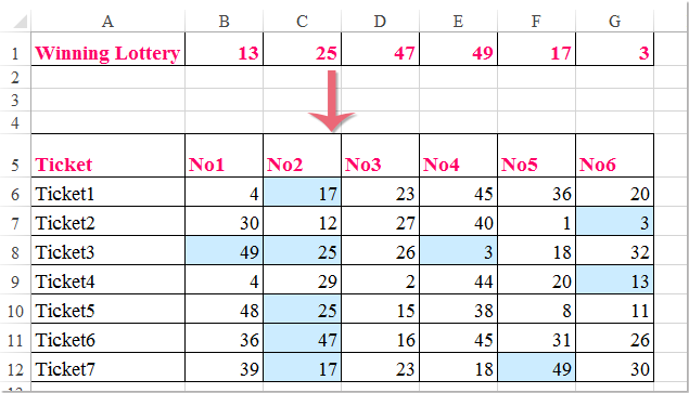 type in lotto numbers to check