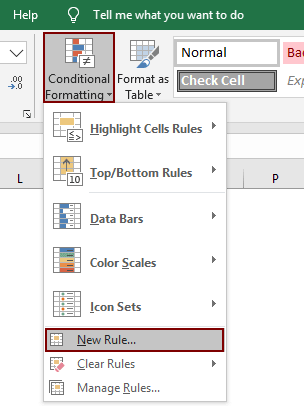 where is the new rule option on excel for a mac