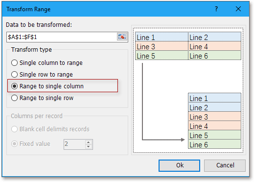 doc kutools trawsosod ystod 2