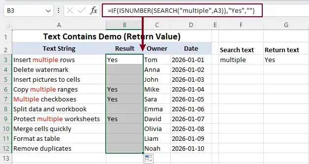 the formula result