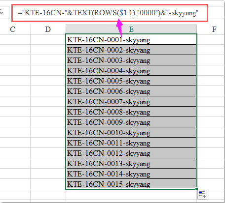 doc increment alphanumeric 1