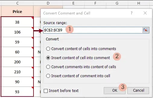 configure the dialog box