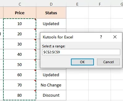 select a range to operate