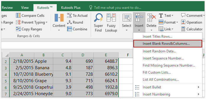 shortcut for inserting column in excel on mac