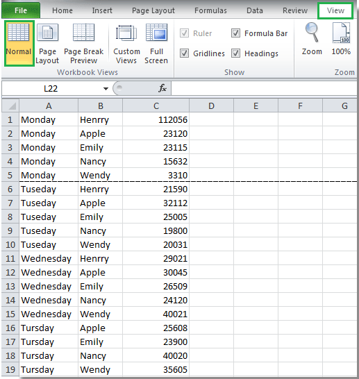 page break in excel for mac