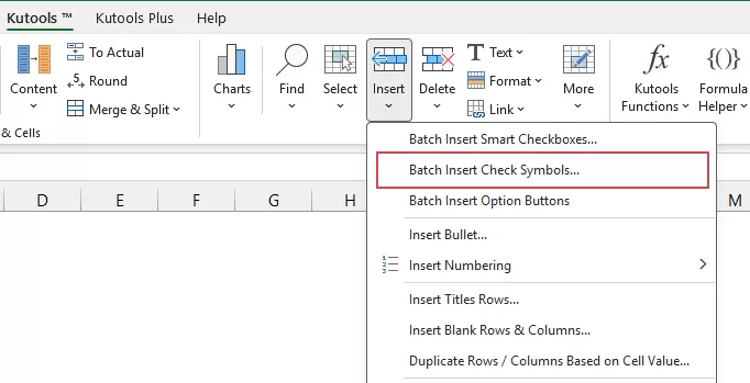click Batch Insert Check Symbols