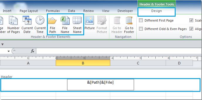 How To Insert File Name Or Path Into Cell Header Or Footer In Excel