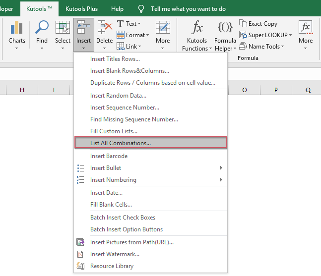 How To List Or Generate All Possible Combinations In Excel