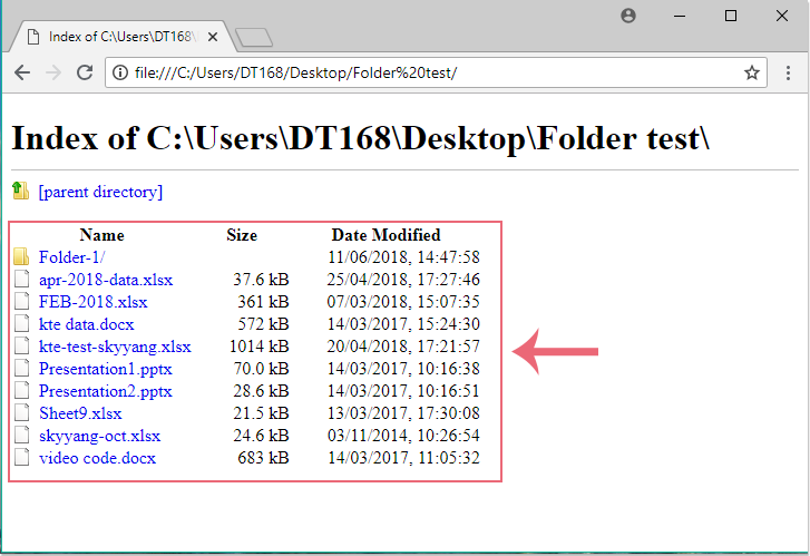 how to export list of files in a folder