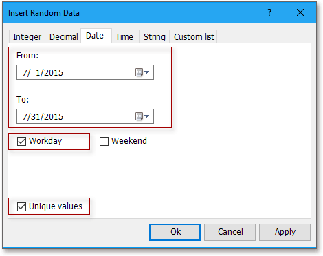 doc kutools вставити випадкові дані 2