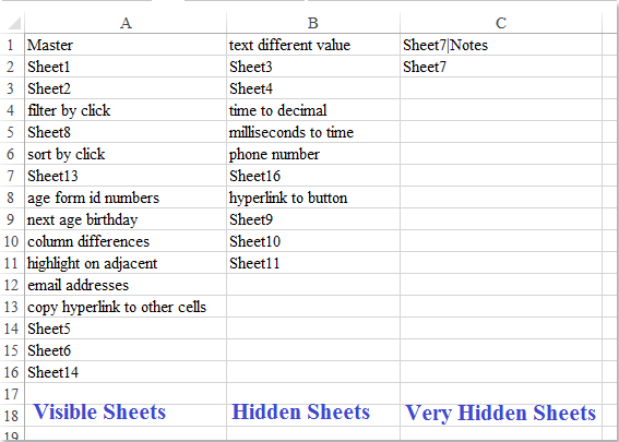 doc list visible sheets 2