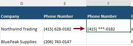 a screenshot of typing the masked phone number manually
