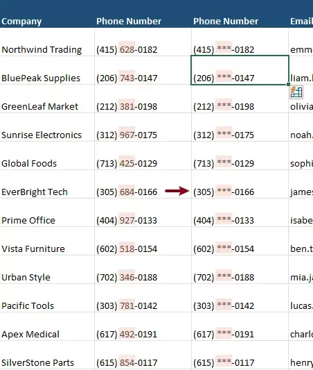 a screenshot showing all phone numbers are masked with ***