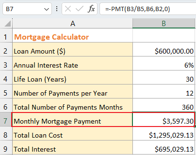 How to calculate monthly mortgage payment in Excel?