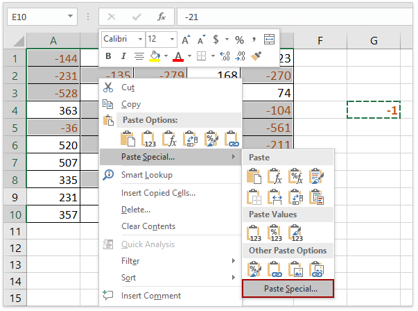 How to change negative numbers to positive in Excel?