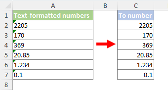Convert numbers stored as text to numbers