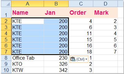 how to paste list into excel cells