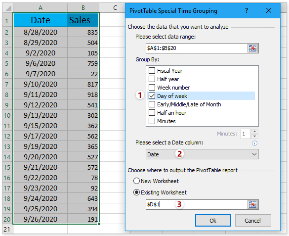 excel mac pivot table group date