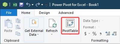 a screenshot of creating PivotTable from Power Pivot
