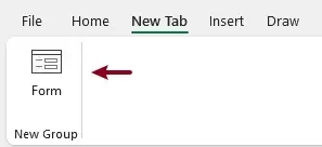 a screenshot showing the form is added to the ribbon