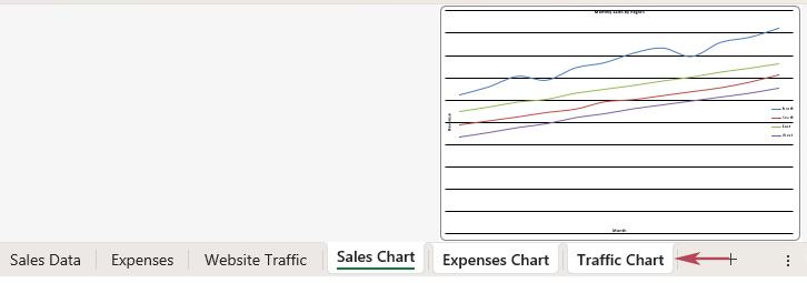 Click the chart sheet tab you want to print
