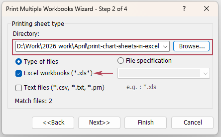 Click Browse to select the folder that contains the workbooks
