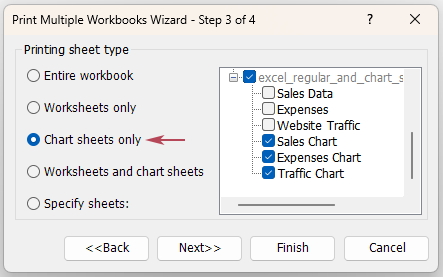 Print Chart Sheets in Excel