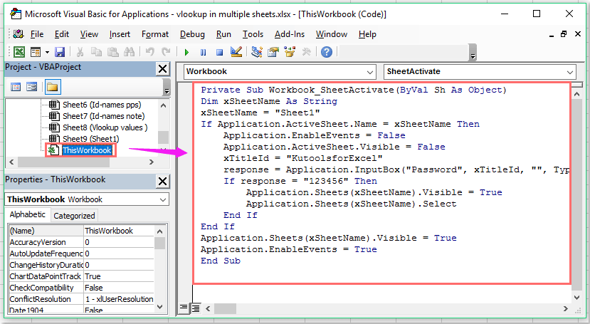 excel set password vba