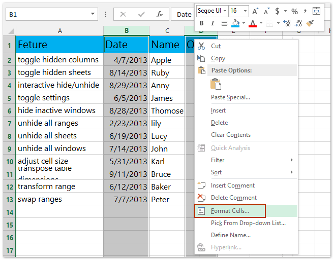 how do i unhide a column in excel