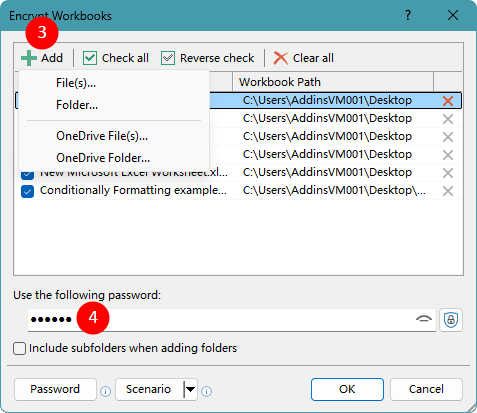 Encrypt Workbooks dialog box