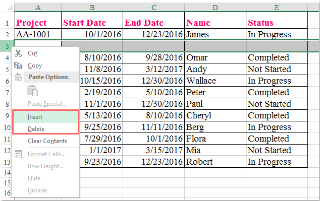 문서 삽입 행 보호 시트 5