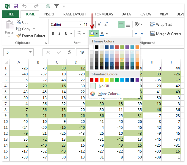 how to choose fill color for background excel mac