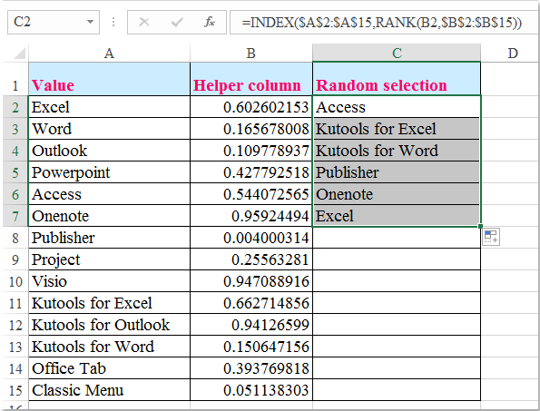 Random value. How to write Random names in excel.