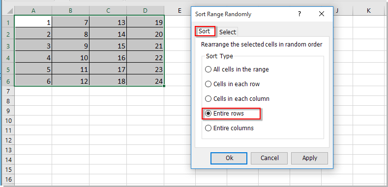 How to randomly sort cells in a column or range in Excel