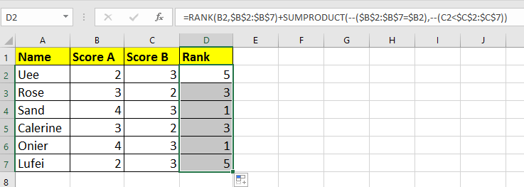 doc rank based on two columns 2