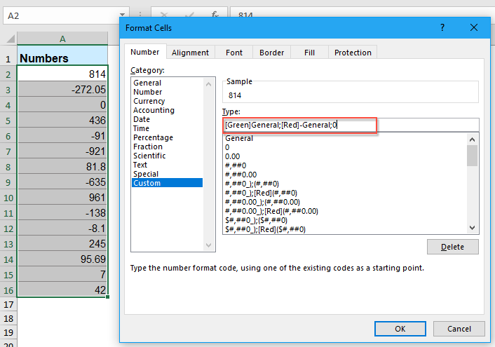 Excel Number Format Green Positive Red Negative