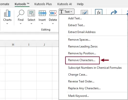 enable the remove characters feature