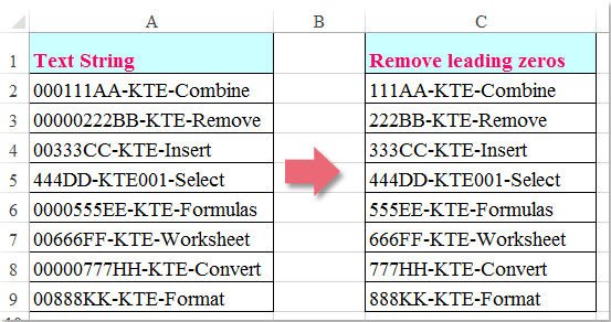 doc eliminar los ceros iniciales 1