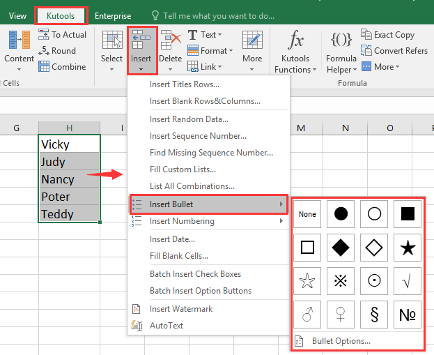 excel for mac bullet points in cell