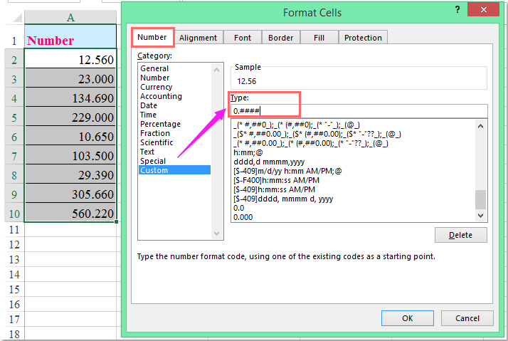 doc remove decimal zeros 3