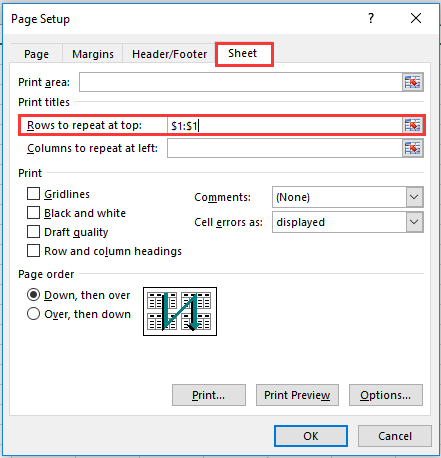 How to repeatedly print titles in multiple sheets?