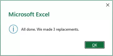 a screenshot showing how many replacements were completed