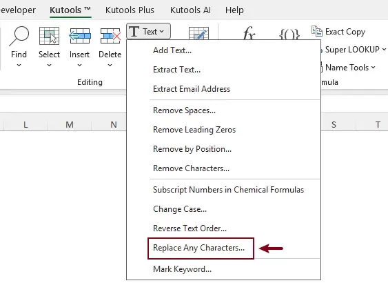 a screenshot of enabling the replace any characters feature