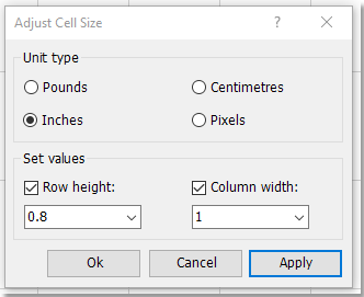 doc restaurer à la taille de cellule par défaut 9